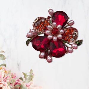 Stretchy red flower ring